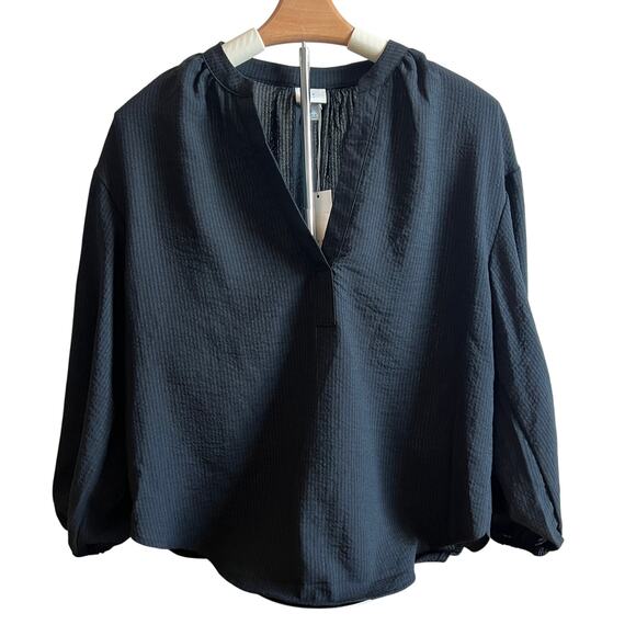 A New Day Women's Black Long Sleeve Popover Shirt - Size Small - NWT - Picture 1 of 8